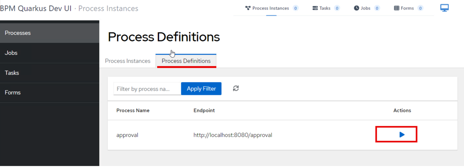 Start process definition