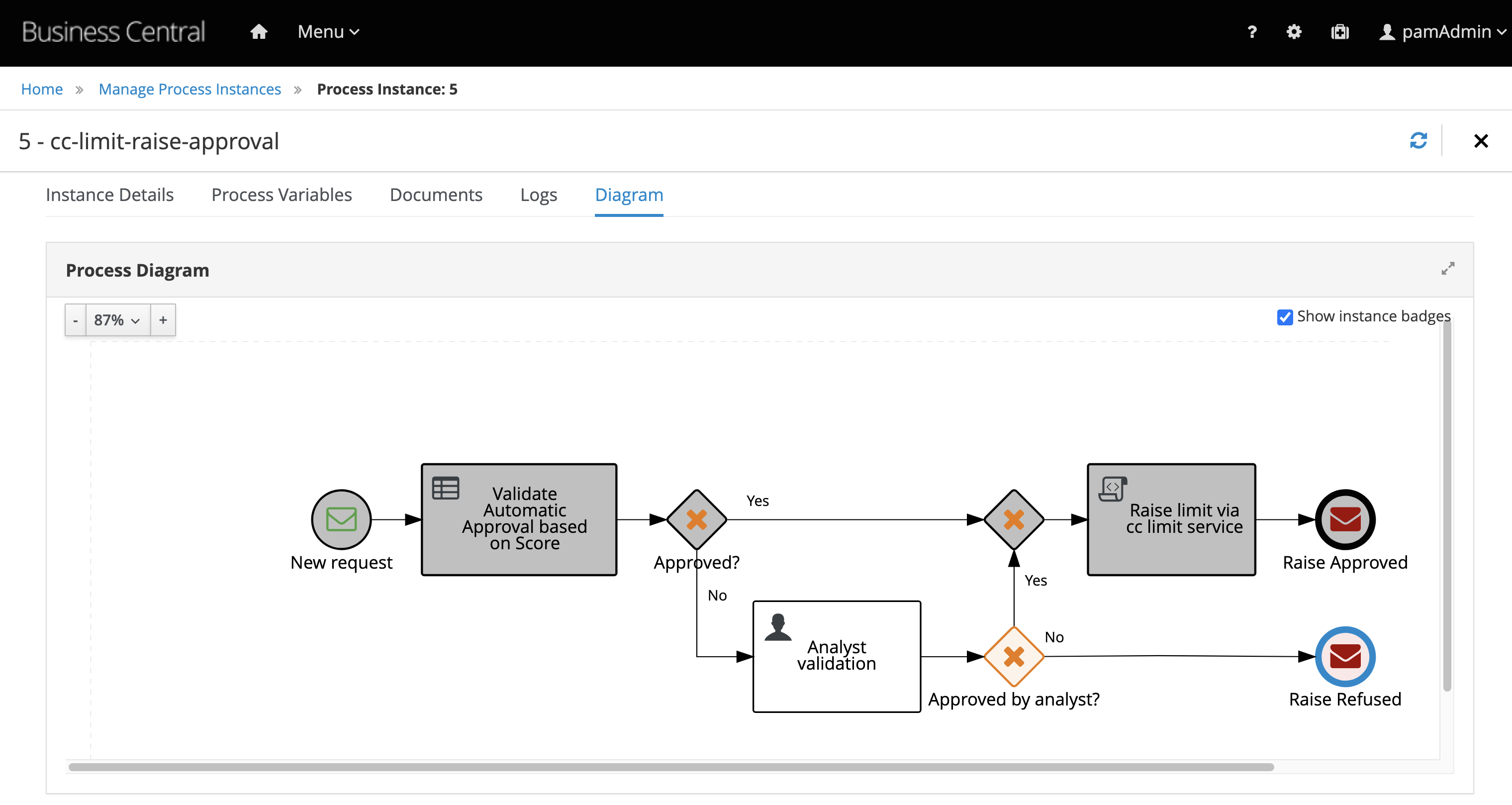 Process Instance view