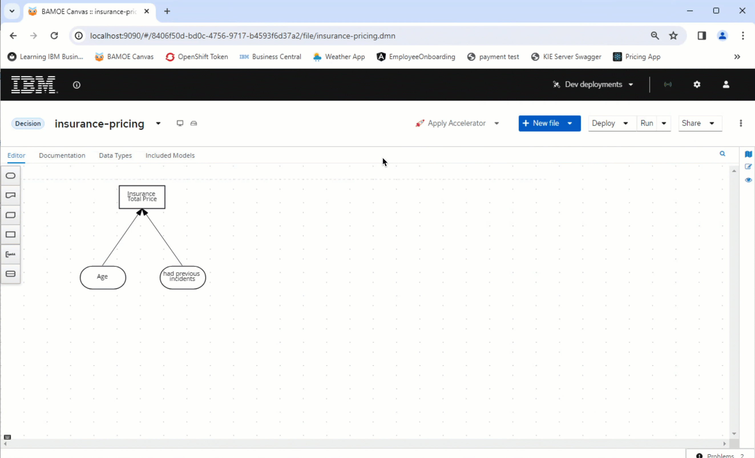 GIF detailing the DMN Deploy Service from Canvas to OpenShift