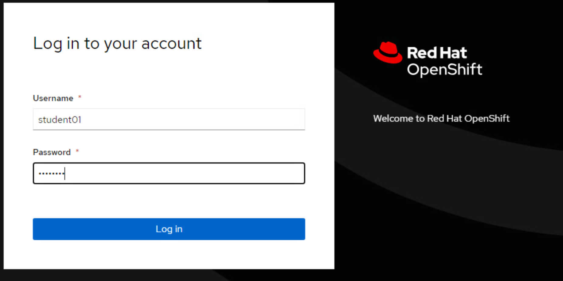 OpenShift Login with your student ID